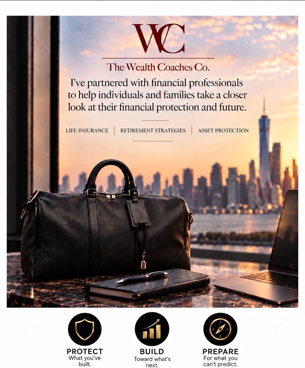 Alimas home page featuring The Wealth Coaches Co. partnership, financial protection, retirement strategies and asset protection.
